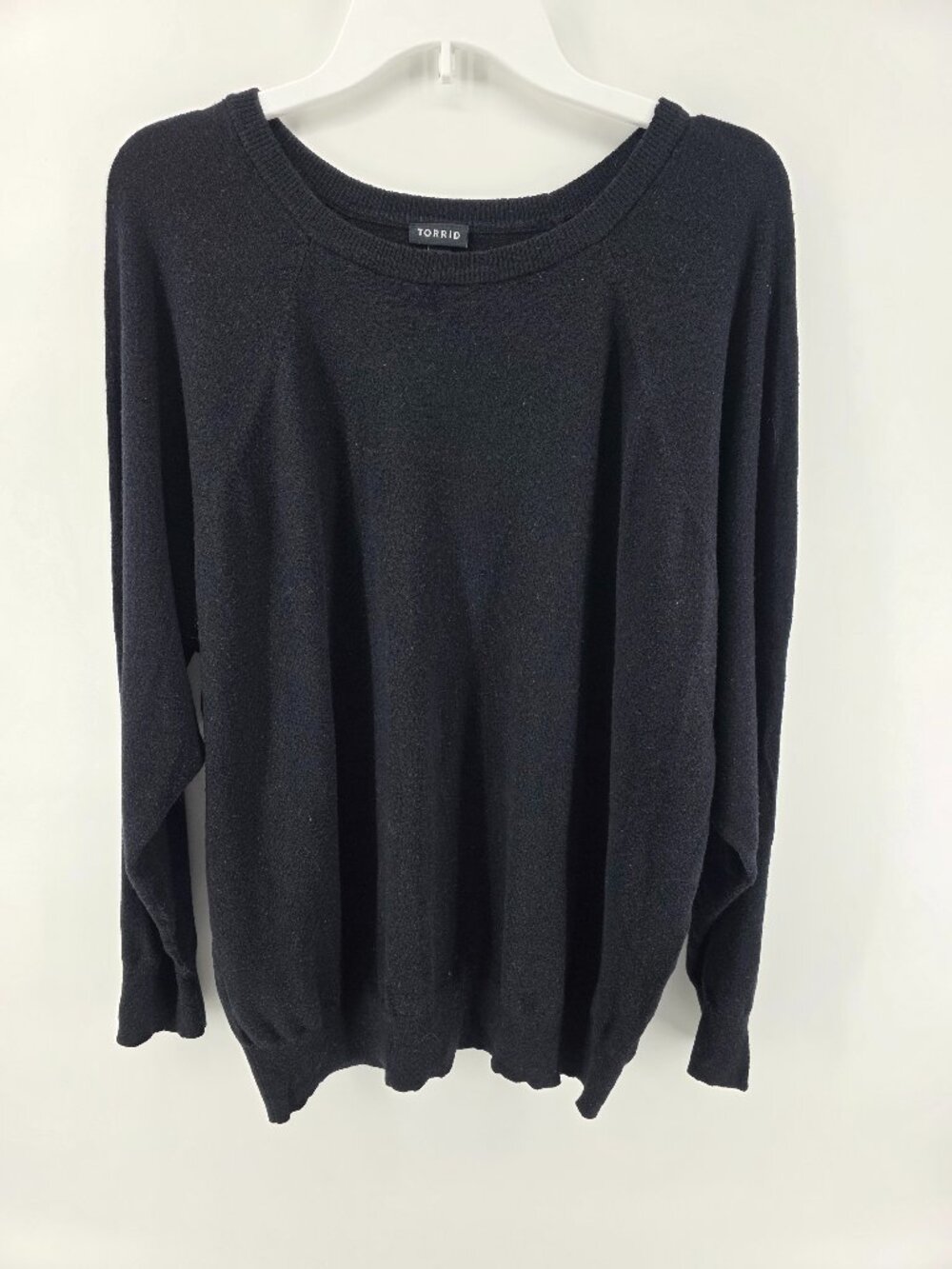 Torrid‎ Black Knit Sweater Size 2 Plus Raglan Sleeve Crewneck Pullover